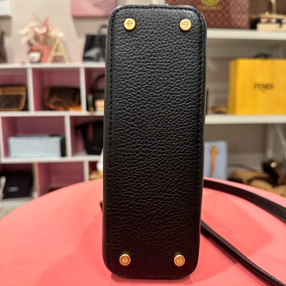 Tory Burch Britten Black Pebbled Leather Micro Satchel Bag - Picture 7 of 13